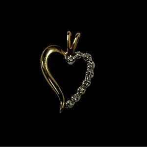 14K Yellow Gold Heart Shaped Pendant with Diamonds
